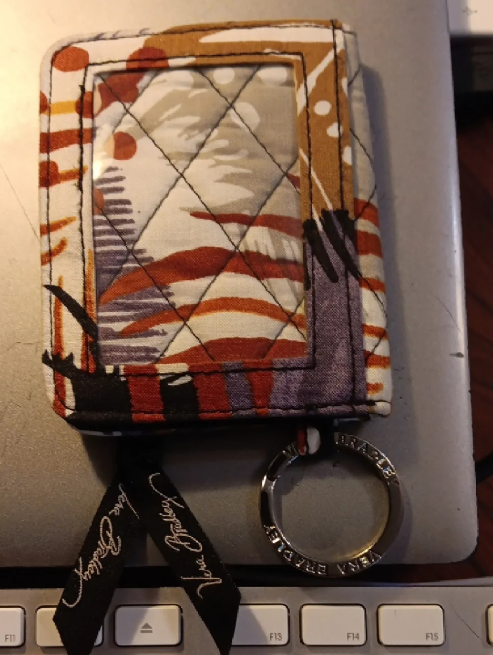 Vera Bradley Campus Double ID Wallet Case with a key ring in the Painted Feather - Picture 5 of 6